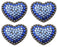 Lot of 4 Heart Love Conchos Concho Rhinestone Horse Saddle Western Blue CO44