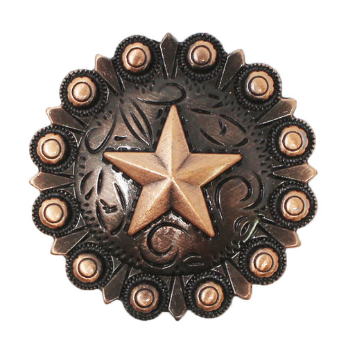 Set of 4 Screw Back 1-1/2" Western Tack Copper Lone Star Engraved Berry Conchos CO440