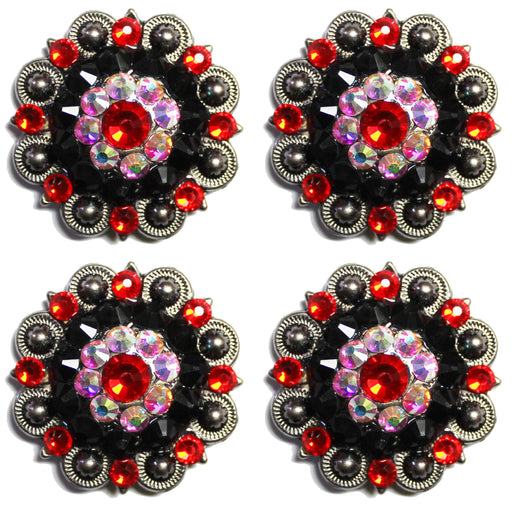 4 Conchos Rhinestone Horse Saddle Western Saddle Tack BridleRed Berry CO517