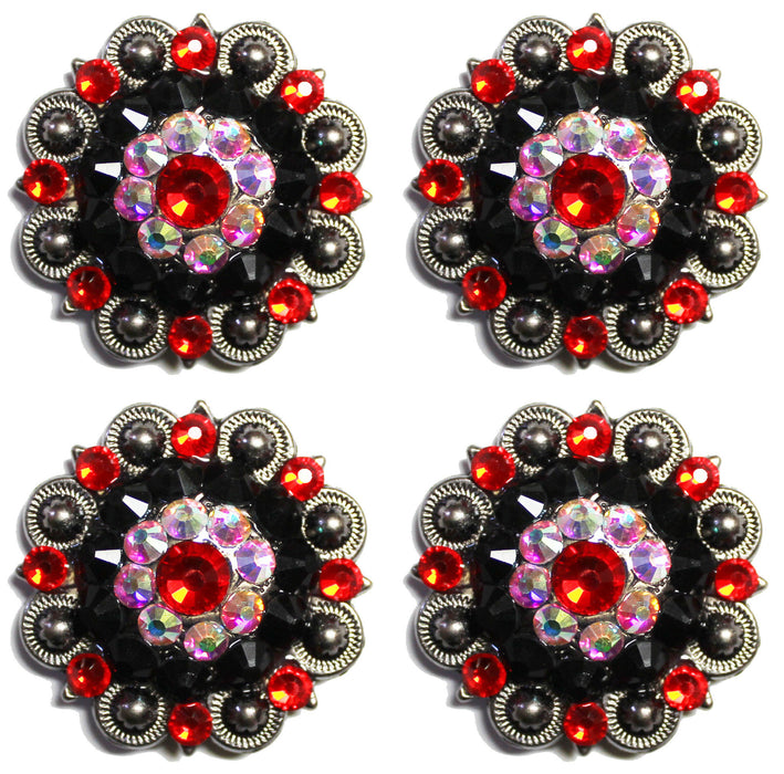 4 Conchos Rhinestone Horse Saddle Western Saddle Tack BridleRed Berry CO517