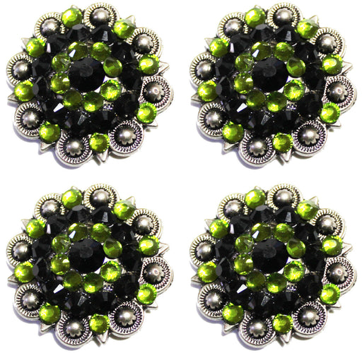 4 Conchos Rhinestone Horse Saddle Bridle Western Green Black Tack Berry CO519