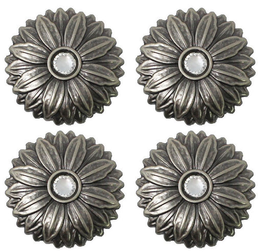 Set of 4 Conchos Western Saddle Tack Engraved Rhinestone Co523