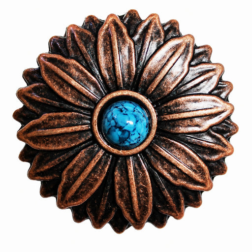 1-1/2" Set 4 Screw Back Copper Flower Belt Bag Saddle Decorative Conchos CO528
