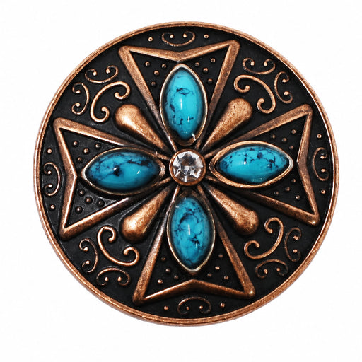 1" Set of 4 Conchos Western Saddle Tack Copper Stone Rhinestone CO529