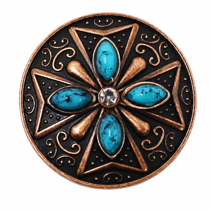 1" Set of 4 Conchos Western Saddle Tack Copper Stone Rhinestone CO529
