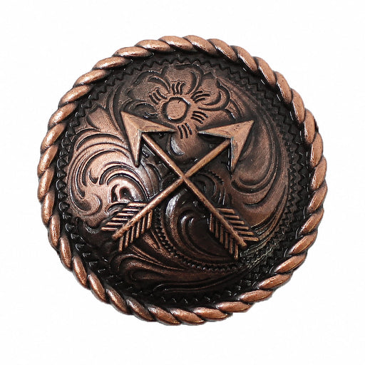Set of 4 Conchos Western Saddle Tack Bridle Arrows Engraved Copper Screw Co530