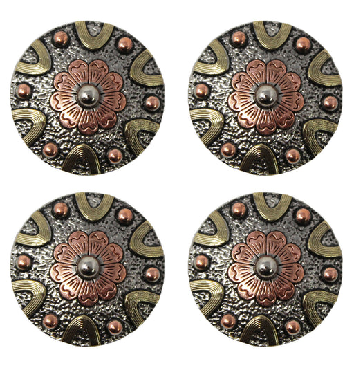 Set of 4 Conchos Western Saddle Tack Copper Flower Co543