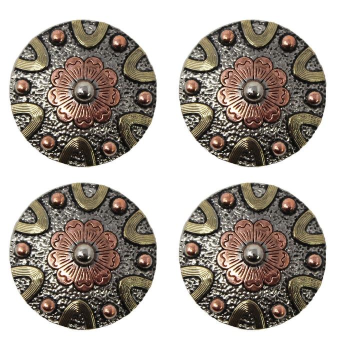 Set of 4 Conchos Western Saddle Tack Copper Flower Co543