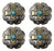 Set of 4 Conchos Western Saddle Tack Turquoise Stone Co545