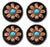 Set of 4 Screw Back Copper Flower Engraved Conchos w/ Turquoise Stone CO546