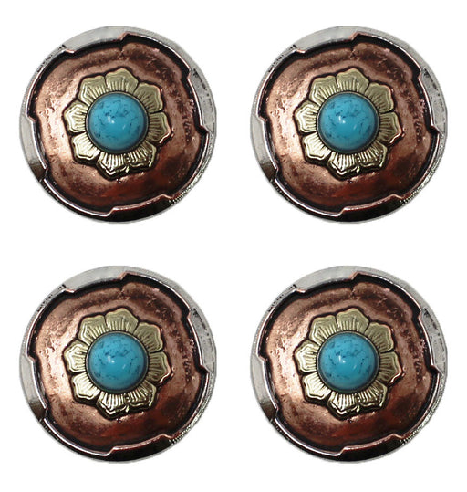 Set of 4 Conchos Western Saddle Tack Flower Engraved Co552