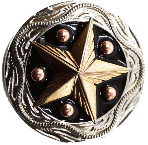 Set of 4 Conchos Western Saddle Tack 1-1/4" Engraved Copper Lone Star Co556