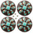 Set of 4 Conchos Western Tack 1" Copper Engraved Turquoise Screw Back Co568A