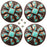 Set of 4 Conchos Western Tack 1-1/4" Copper Engraved Turquoise Screw Back CO568
