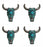 Set of 4 Screw Back 1-1/2" Western Tack Turquoise Cow Skull Conchos CO570