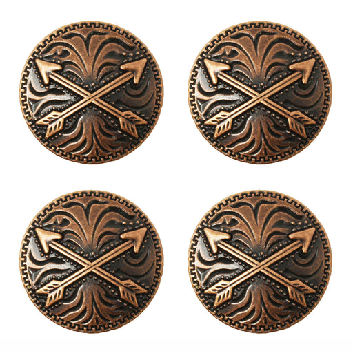 Set of 4 Screw Back 1-1/2" Western Tack Copper Arrow Conchos With Screw CO572