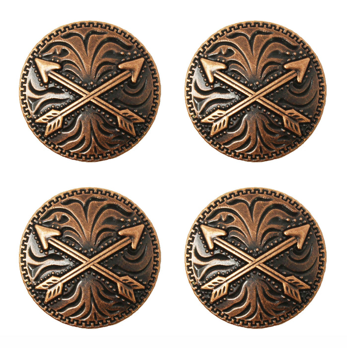 Set of 4 Screw Back 1-1/2" Western Tack Copper Arrow Conchos With Screw CO572