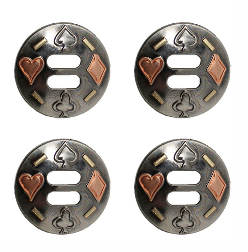 Set of 4 Slotted 1-1/2" Western Tack Poker Engraved Conchos CO582
