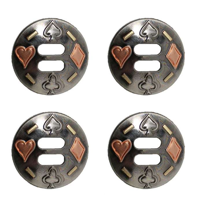 Set of 4 Slotted 1-1/2" Western Tack Poker Engraved Conchos CO582