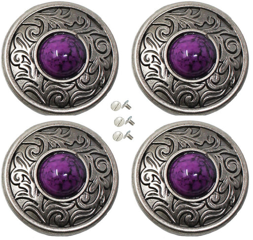 4 Screw Back Conchos Western Saddle Bridle Tack 1-1/4" Conchos Purple Co593