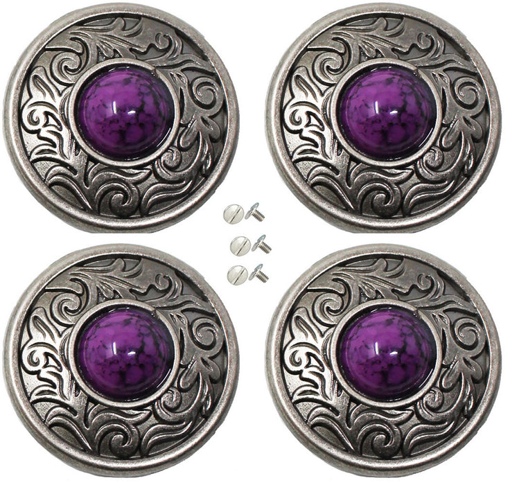 4 Screw Back Conchos Western Saddle Bridle Tack 1-1/4" Conchos Purple Co593