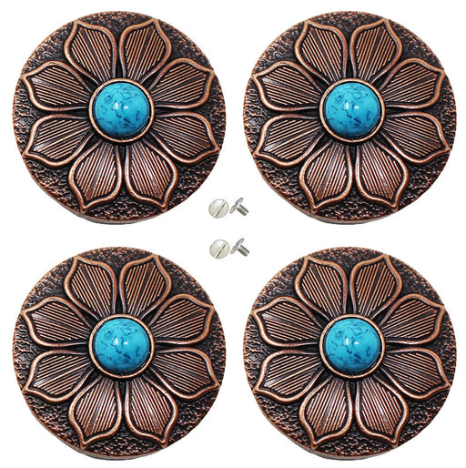 Set of 4 Screw Back Conchos Western Saddle Bridle Tack 1-1/4" Turquoise Co595