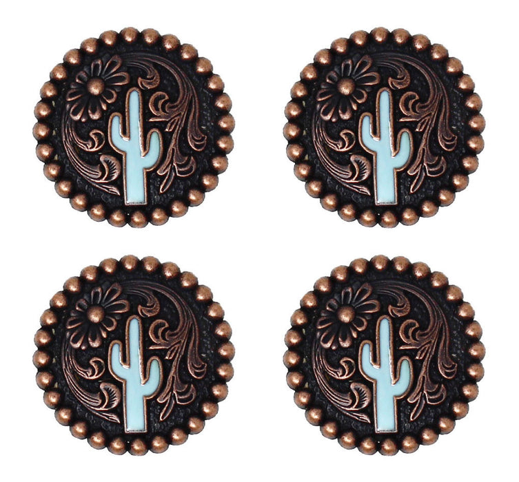 Set of 4 Screw Back Cactus Conchos Western Saddle Bridle Tack Bags 1-1/4" Co598