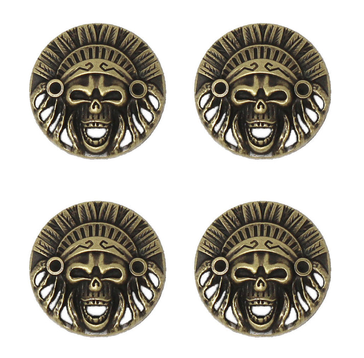 4 Screw Back Screw eye Skull Indian Head Concho Leather Craft  1-1/4" Co600