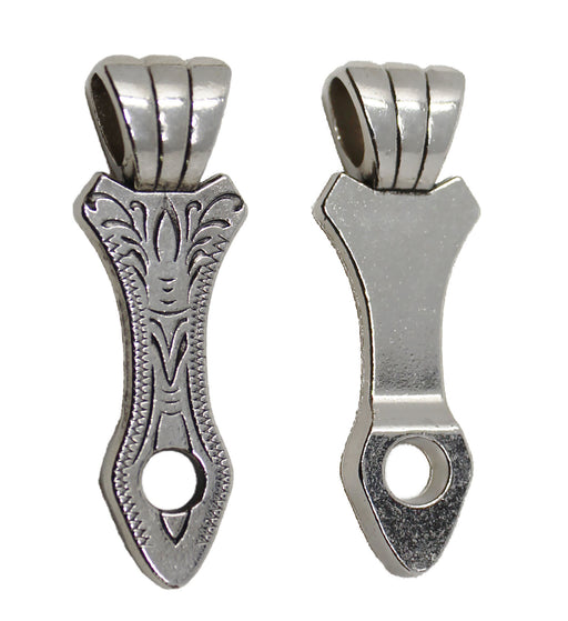 1-1/2" Charm Fashion Engraved Silver Pendant Jewelry Necklace Adapter Co605SL