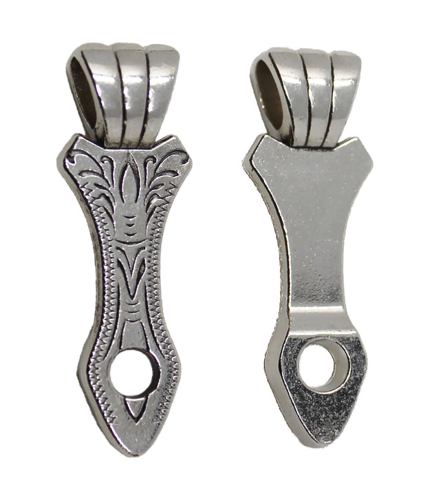 1-1/2" Charm Fashion Engraved Silver Pendant Jewelry Necklace Adapter Co605SL