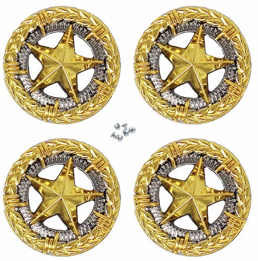 Chalenger 1-1/4" Set of 4 Lone Star Engraved Decorative Tack Belt SCREW BACK Conchos Co626