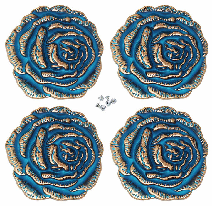 1-1/2" Set of 4 Rose Engraved Decorative Tack Belt Bag Conchos Screw Back Co627