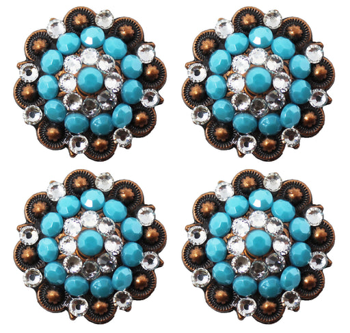 4 Conchos Rhinestone Horse Saddle Western  Berry Turquoise CO84