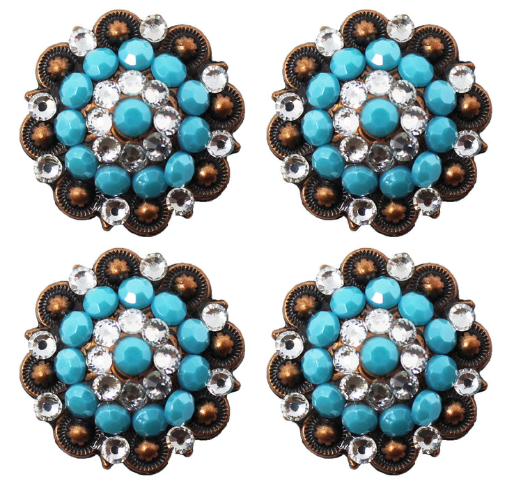 4 Conchos Rhinestone Horse Saddle Western  Berry Turquoise CO84