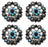 4 Conchos Rhinestone Horse Saddle Western  Berry Turquoise 1.25" CO91