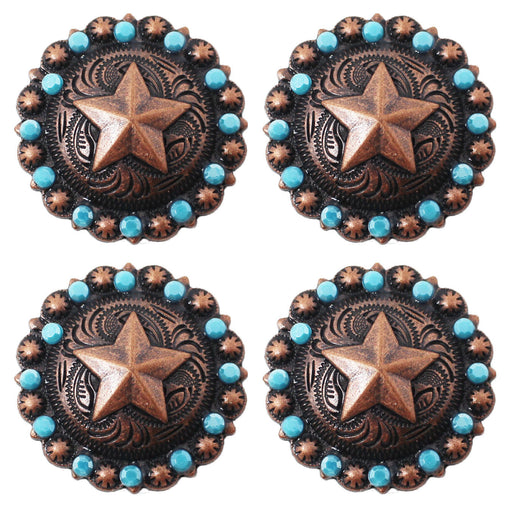 4 Conchos Star Copper Rhinestone Berry Horse Saddle Western CO92