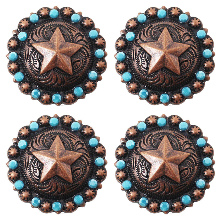 4 Conchos Star Copper Rhinestone Berry Horse Saddle Western CO92