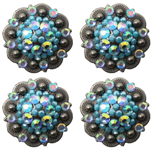 4 Conchos Rhinestone Horse Saddle Western  Berry Turquoise CO94