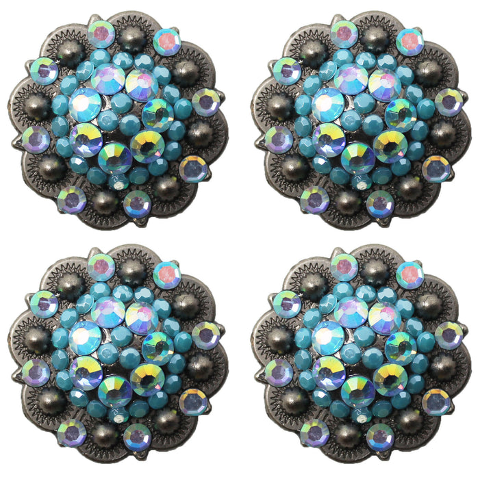 4 Conchos Rhinestone Horse Saddle Western  Berry Turquoise CO94