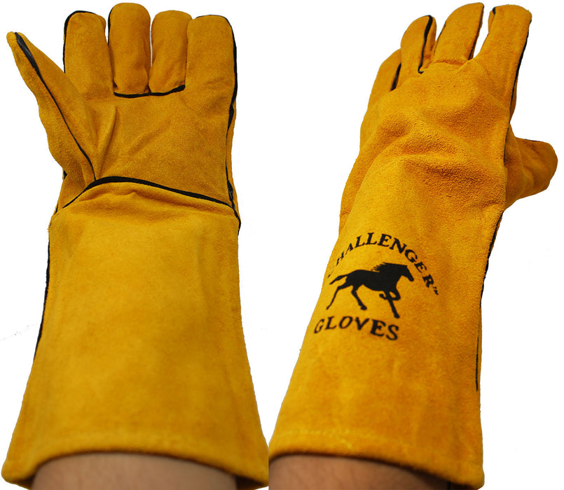 Challenger 15" Long Suede Leather Heat Resistant Welding Farrier Gloves 101TS03