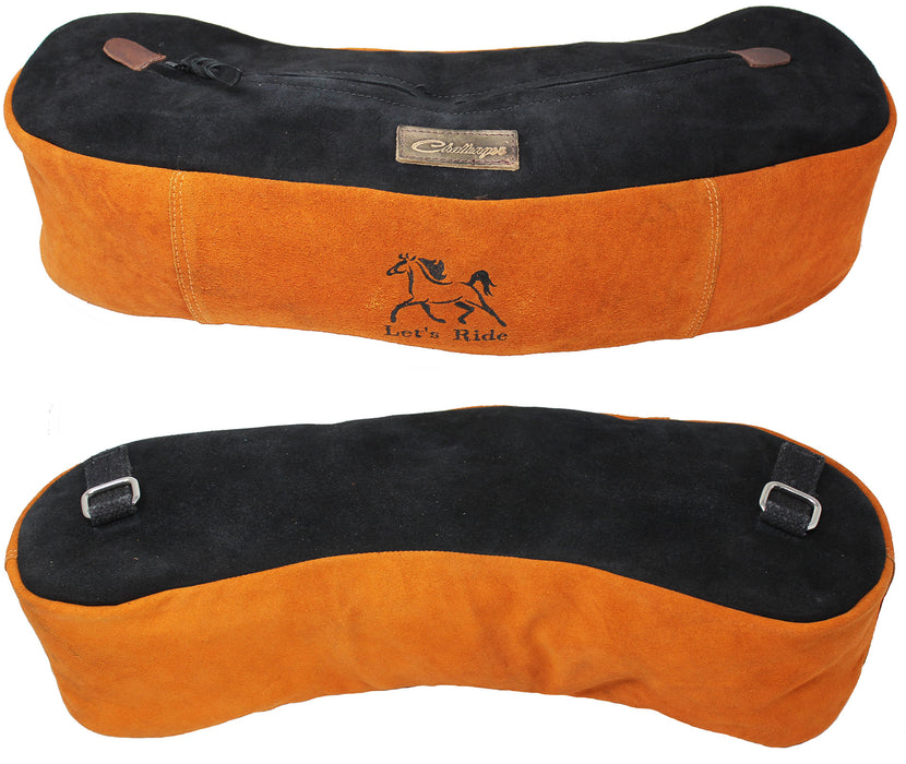 Horse Horse Suede Leather Embroidered Saddle Cantle Trail Riding Bag Orange 102AA24