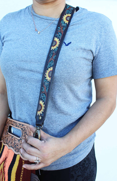 Western Antique Tooled Leather Replacement Shoulder Strap For Bags Purse Duffle 115FKStrap