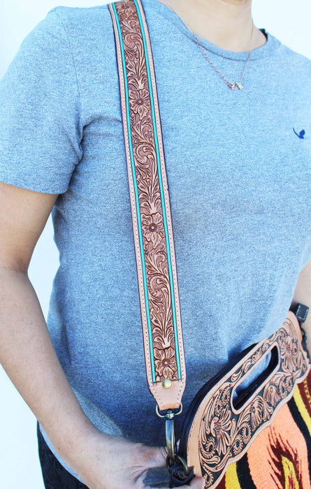 Western Antique Tooled Leather Replacement Shoulder Strap For Bags