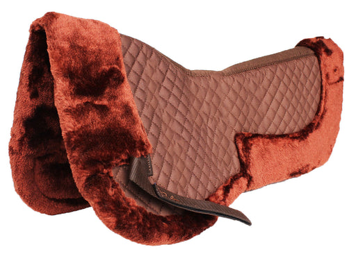 Horse English Quilted SADDLE Half Pad Correction Wither Relief Faux Fur Brown 12216BR