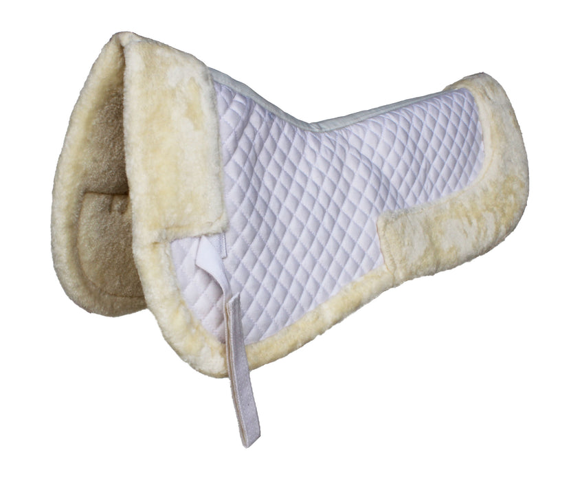 Horse English Quilted SADDLE Half Pad Correction Wither Relief Faux Fur White 12217WH