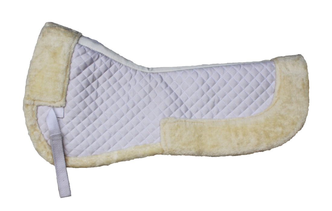 Horse English Quilted SADDLE Half Pad Correction Wither Relief Faux Fur White 12217WH