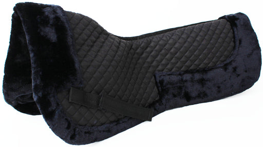 Horse English Quilted Half SADDLE Pad Correction Wither Relief Faux Fur Black 12218BK