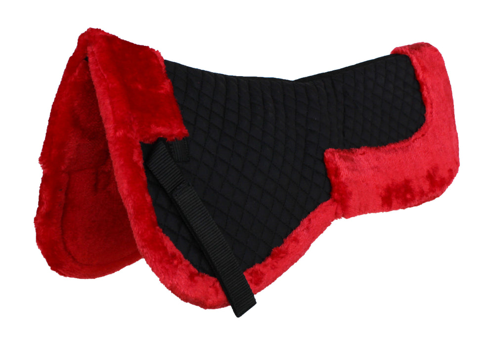 Horse English Quilted Half SADDLE Pad Correction Wither Relief Black Red 12218RD