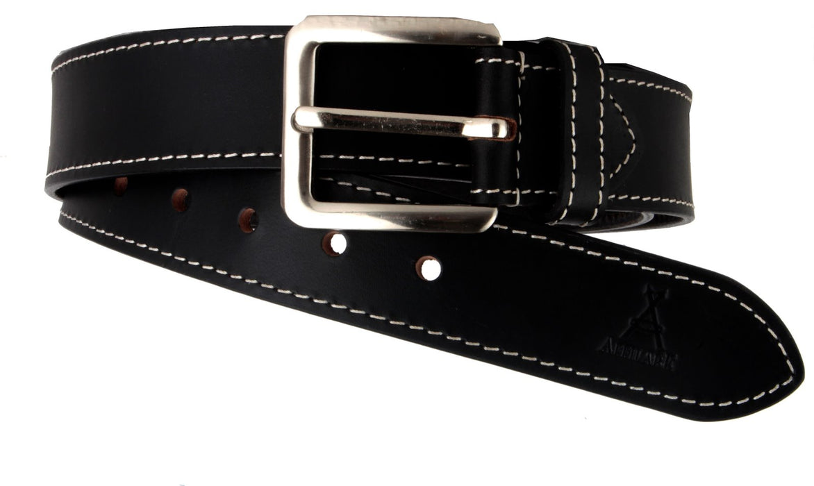 1.5" Genuine Black Leather Men's Jeans Casual Belt 12CA010