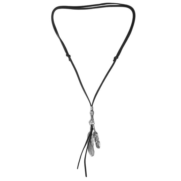 Affilare Men Women Leather and Metallic Necklace 12NKCH5588N